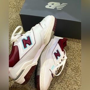 New Balance 550 Burgundy/Cyan in Women’s size 7